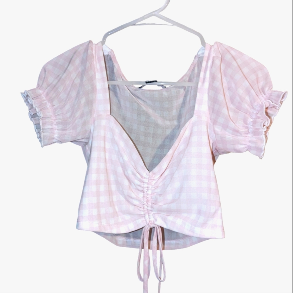 Pink & White Gingham Crop top